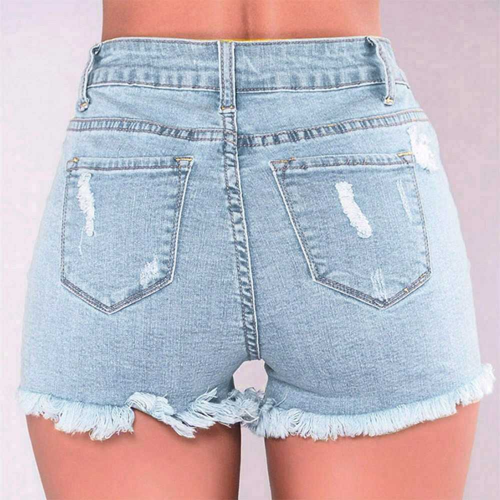 Sexy Straight Tube Nostalgic Hollow Jeans Hole Shorts Women's High Waist Casual Short Feminino Pantalones Women spodenki damskie 210714