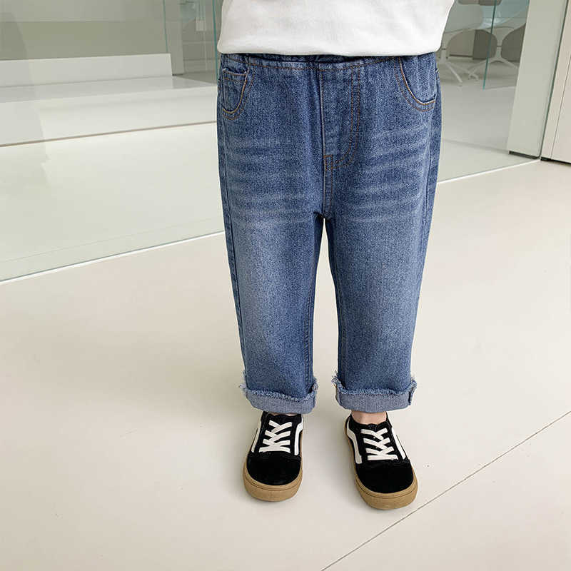 Baby Boys Jeans Spring Back Ripped Loose For Fashion Kids Children Casual All-match Denim Pants 210615