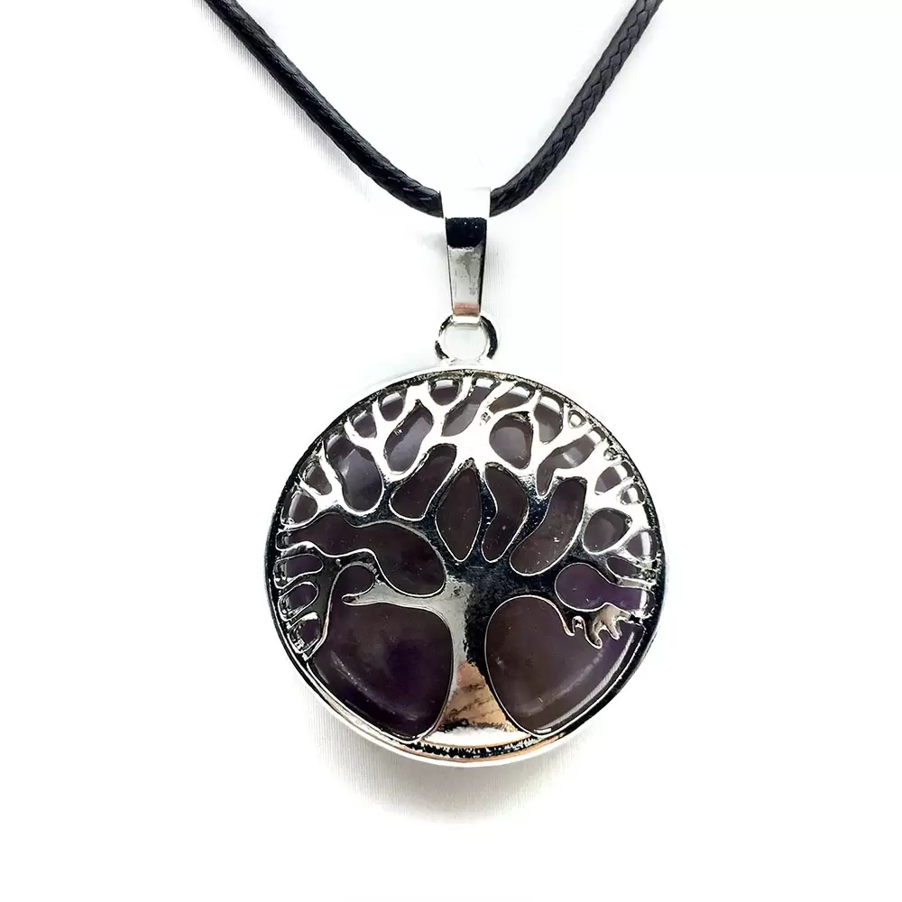 Natrual Stone Tree of Life Pendant Necklace Healing Amulet Chakra Healing Birthstone Necklaces for Women Nice Family Jewelry Gift