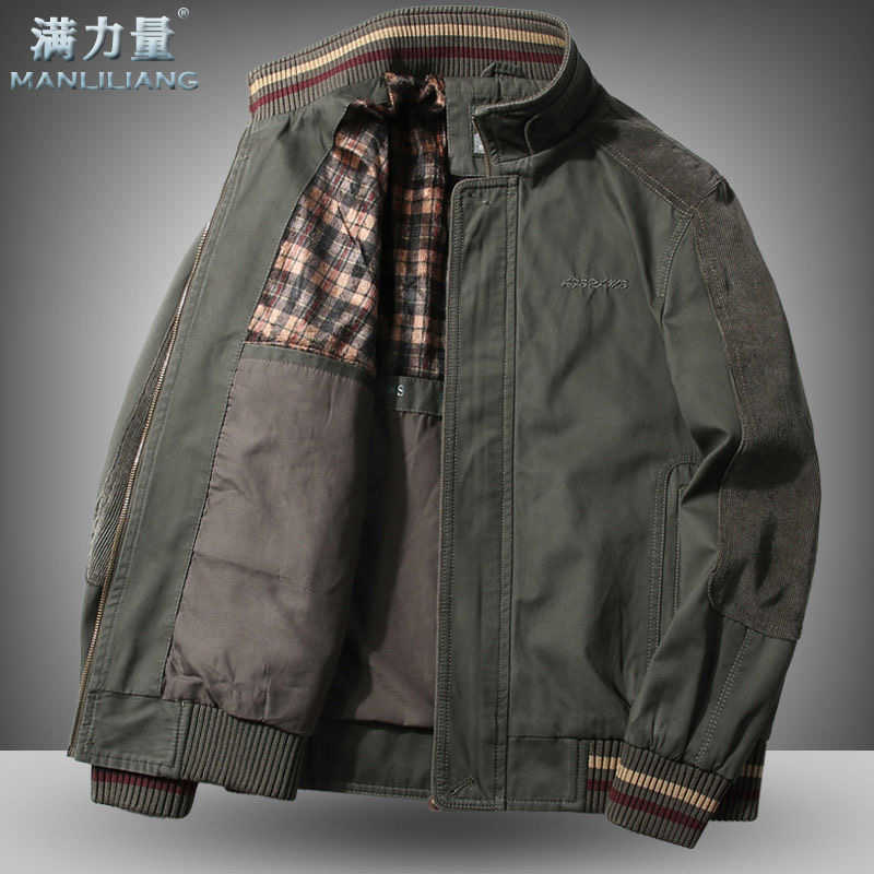 High Quality Jacket Men'S 96% Cotton Spring Autumn Loose Large Size Jacket Middle Aged Men'S Casual Wear Winter Clothes 210818