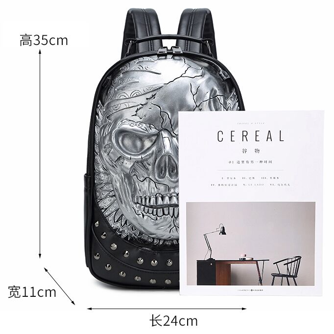 3D Embossed rose Skull Backpack bags for Men women unique Bag rivet whimsical Cool Rock Laptop Schoolbag travel computer bag