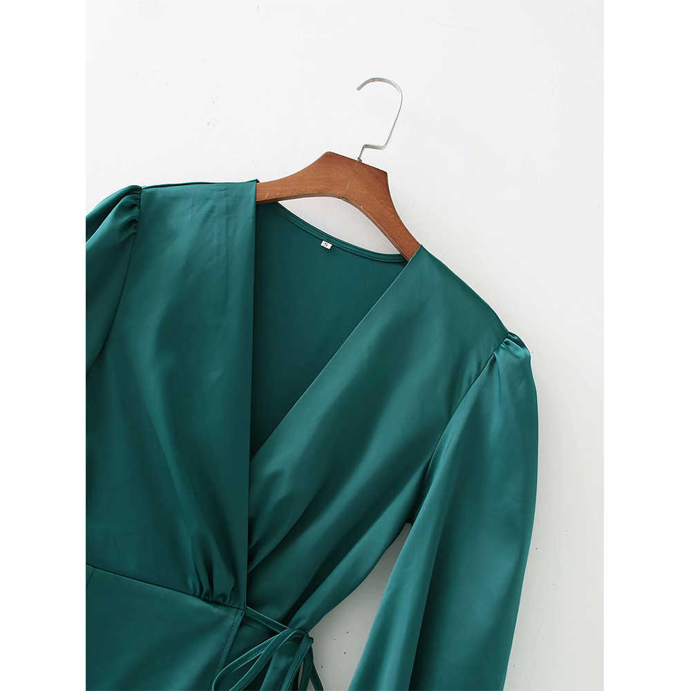 Summer Satin Dress Women Lantern Sleeve Elegant Casual Chic Lady Party Dress Woman Prom Dresses Robe Femme 210709