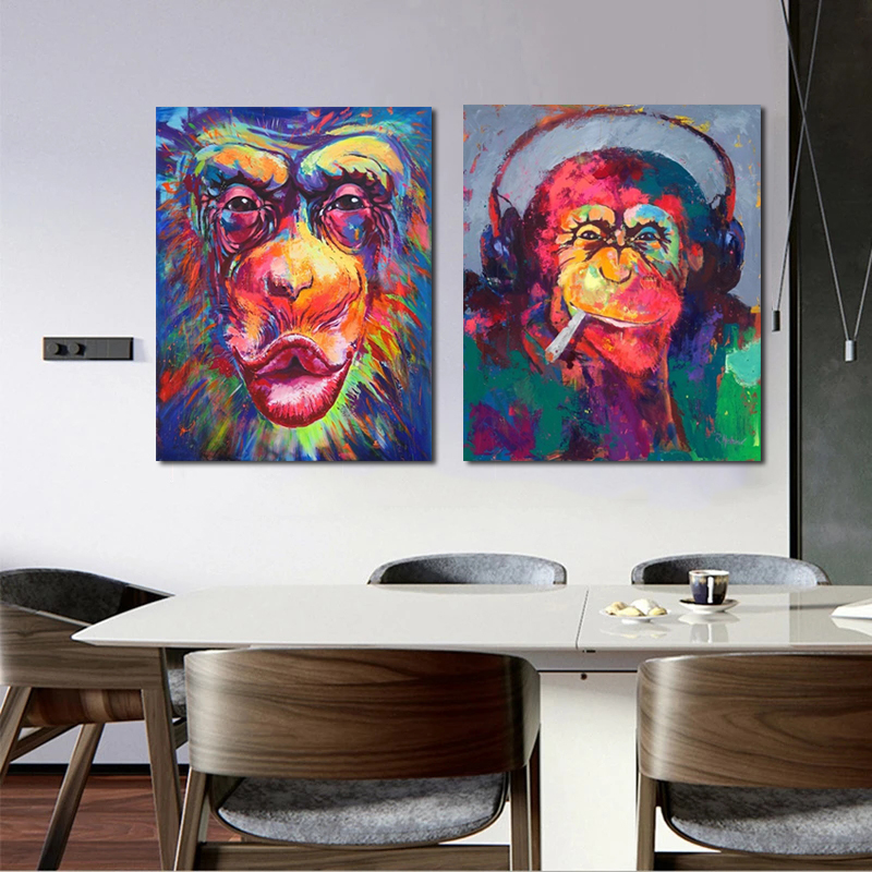 Graffiti Monkey Canvas Painting Wall Pictures For Living Room Animal Posters And Prints Modern Colorful Home Decor No Frame