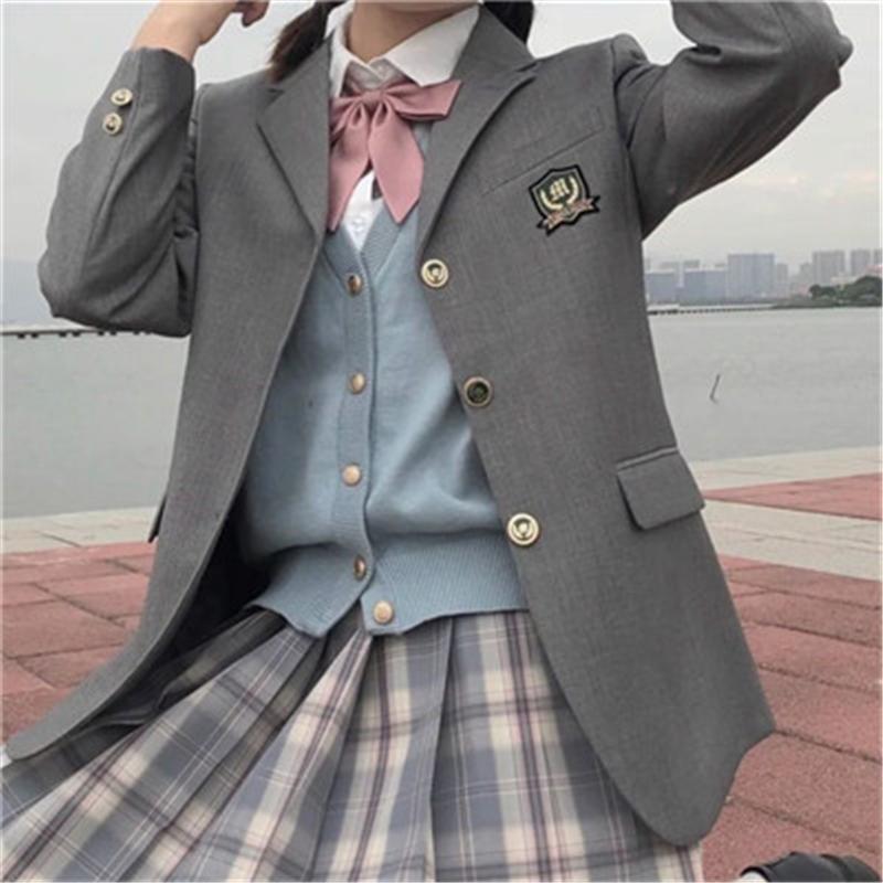 Clothing Sets Female Student Suit Jacket Gray Japan School Uniforms Coats Spring Autumn British Campus Uniform Blazer Jk Girls, 1 pair sock
Clothing Sets Female Student Suit Jacket Gray Japan School Uniforms Coats Spring Autumn British Campus Uniform Blazer Jk Girls, 1 pair sock