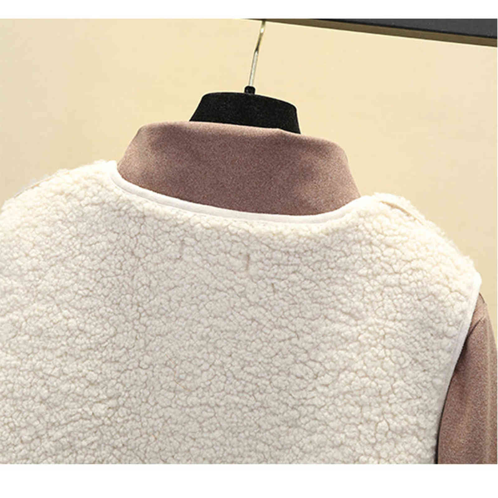 Thick Faux Fur Vest Jacket Winter Women Sleeveless Garment Waistcoat Overcoat Casual Suede Warm Long Female Coats Outerwear 211120