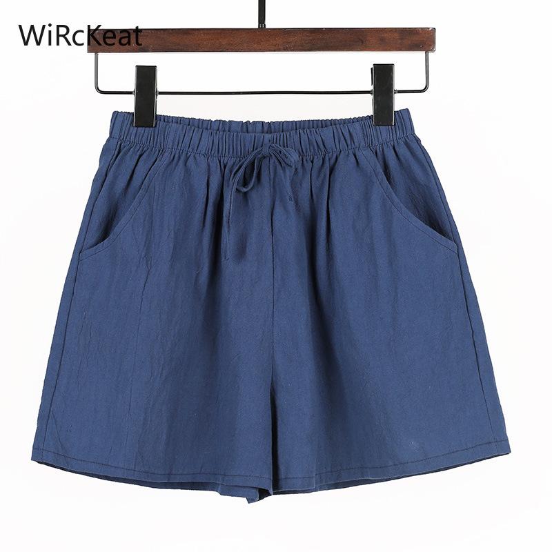 WiRckeat Summer Casual Shorts Women 2021 Loose High Waist Wide Leg For Slim White Cotton Short Femlae Women's
