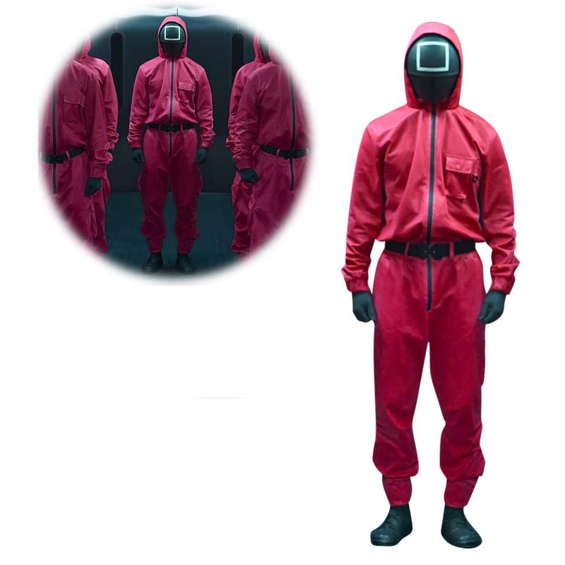 Men's Pants Squid Game Costume NPC Red Jumpsuit Uniform Black Mask Cosplay Korean Drama Halloween Party Prop Adult
Men's Pants Squid Game Costume NPC Red Jumpsuit Uniform Black Mask Cosplay Korean Drama Halloween Party Prop Adult