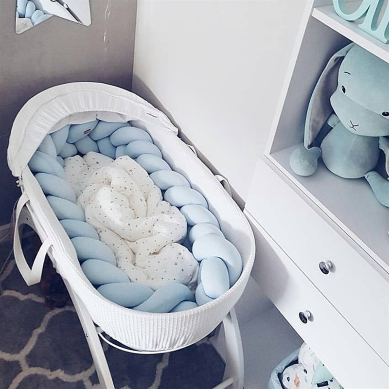 1M/2M/3M Baby Bed Bumper Infant Cradle Pillow Cushion Braid Knot Bumper Crib Bumper Protector Room Decor Tour De Lit Bebe Tresse 210812