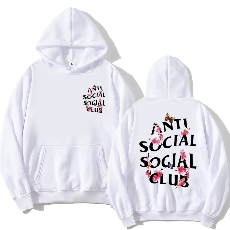 New high street anti social club skew letter peach blossom printing men's and women's loose fitting couple's sweater, Black
New high street anti social club skew letter peach blossom printing men's and women's loose fitting couple's sweater, Black