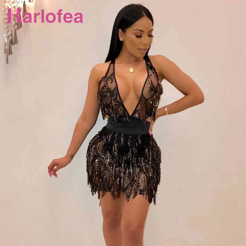 Women Sexy Deep V Neck Club Night Party Wear Vestidos Shiny Sequin Fringe Backless Lace Up Sheer Mesh Mini Dresses 210520, Red
Women Sexy Deep V Neck Club Night Party Wear Vestidos Shiny Sequin Fringe Backless Lace Up Sheer Mesh Mini Dresses 210520, Red