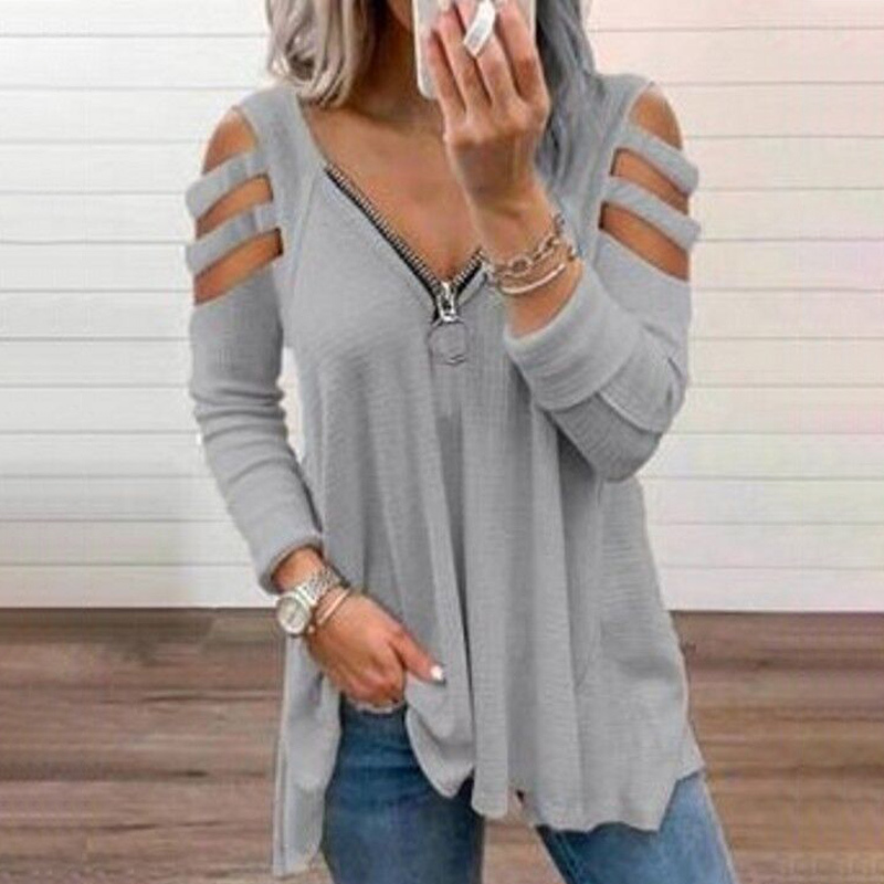 Spring Off Shoulder Hollow Out Striped Solid Women Blouse V-neck Zipper Patchwork Pleated Loose Female Blouses Casual 210518, White
Spring Off Shoulder Hollow Out Striped Solid Women Blouse V-neck Zipper Patchwork Pleated Loose Female Blouses Casual 210518, White