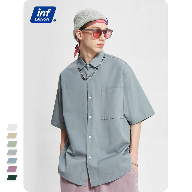 INFLATION Multicolors Plain Cotton Shirts Men Casual Front Pocket Buttons Up Male Summer Loose Short Sleeve 210721, White
INFLATION Multicolors Plain Cotton Shirts Men Casual Front Pocket Buttons Up Male Summer Loose Short Sleeve 210721, White