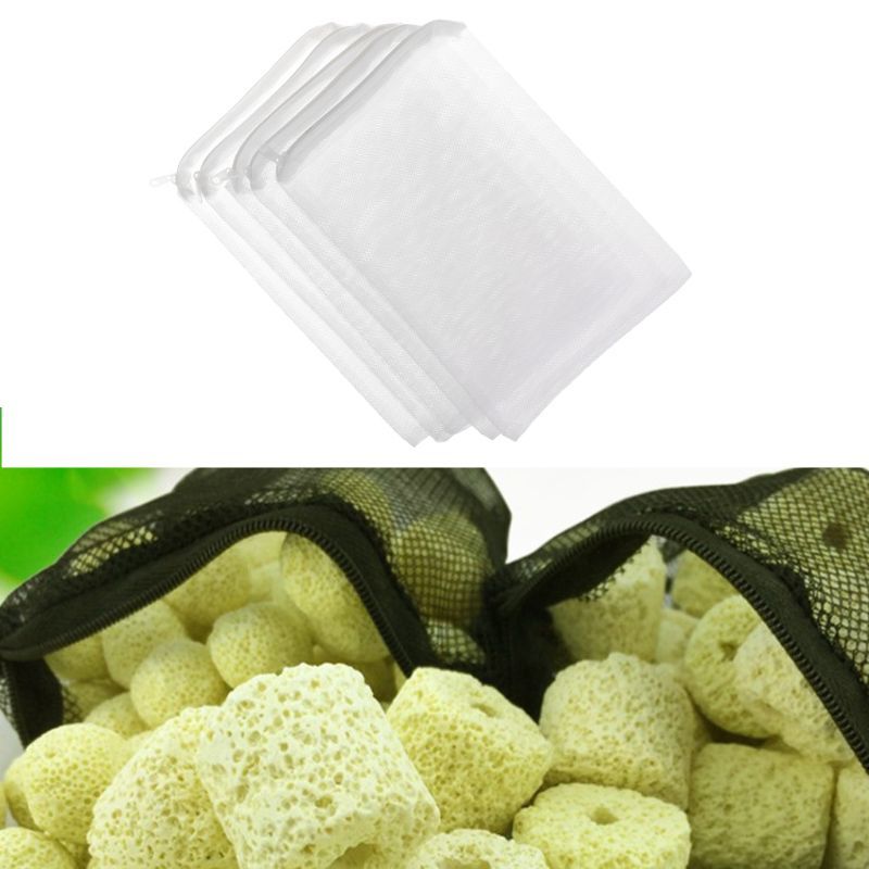 5 Stks/set Aquarium Filter Zak Aquarium Mesh Bag Zipper Net Vijver For Bio Bal Active Carbon Isolation Storage 5-meters