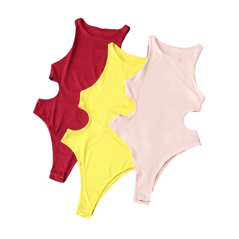Sexy Woman Slim Stretchy Hollow Out Bodysuits Summer Fashion Female Solid Color Bodysuit Ladies Chic Beach 210515