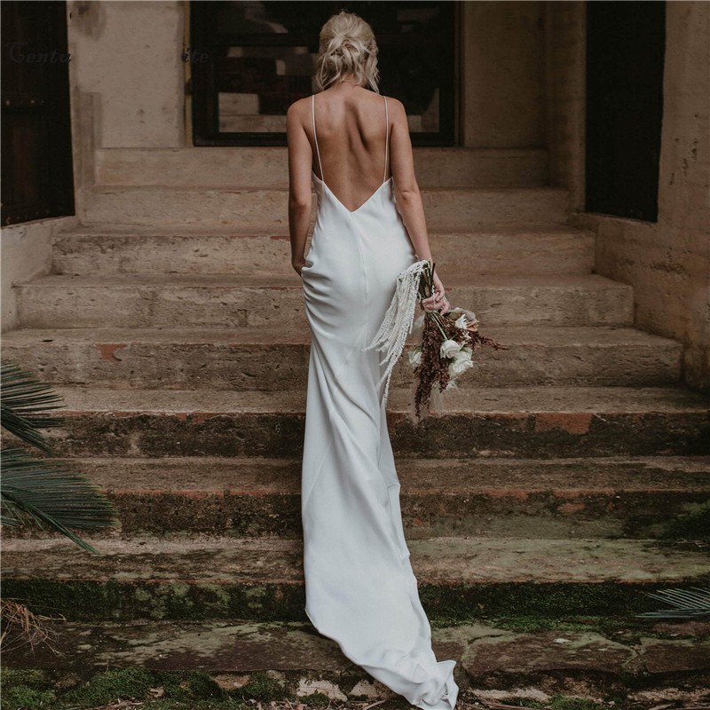 Simple Boho Wedding Dress Mermaid 2021 Spaghetti Straps Chiffon Bohemian Bridal Gowns Bride Dresses Vestido De Noiva, Ivory
Simple Boho Wedding Dress Mermaid 2021 Spaghetti Straps Chiffon Bohemian Bridal Gowns Bride Dresses Vestido De Noiva, Ivory
