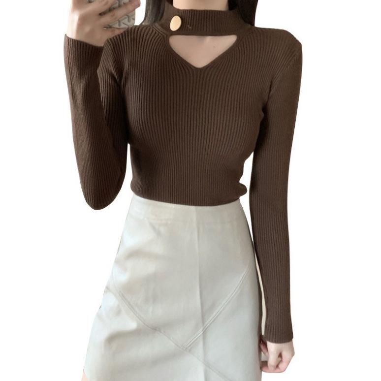 Women's Sweaters Hong Kong Wind Hanging Neck V-neck Chic Tight Elastic Knit Shirt Female Slim Surfactory Taking Sweater Bottoming, White;black
Women's Sweaters Hong Kong Wind Hanging Neck V-neck Chic Tight Elastic Knit Shirt Female Slim Surfactory Taking Sweater Bottoming, White;black