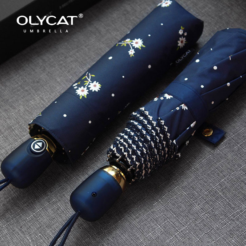 Women's Umbrellas Automatic Anti UV Flowers Brand Umbrella Rain Women Olycat Parasol Female Folding Umbrella Windproof