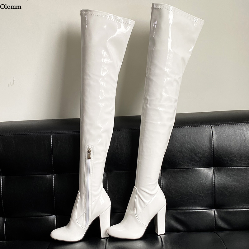 Rontic Women Spring Thigh High Boots Side Zipper Sexy Stiletto Heels Round Toe Pretty Violet White Dress Shoes Plus US Size -20, D3284 black
Rontic Women Spring Thigh High Boots Side Zipper Sexy Stiletto Heels Round Toe Pretty Violet White Dress Shoes Plus US Size -20, D3284 black