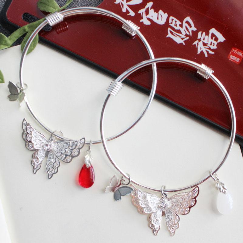 

Bangle 1pcs Retro Tian Guan Ci Fu Hua Cheng Xie Lian Butterfly Pendant Bracelet Handmade Daily Cosplay Prop Decor Women Girl Gift