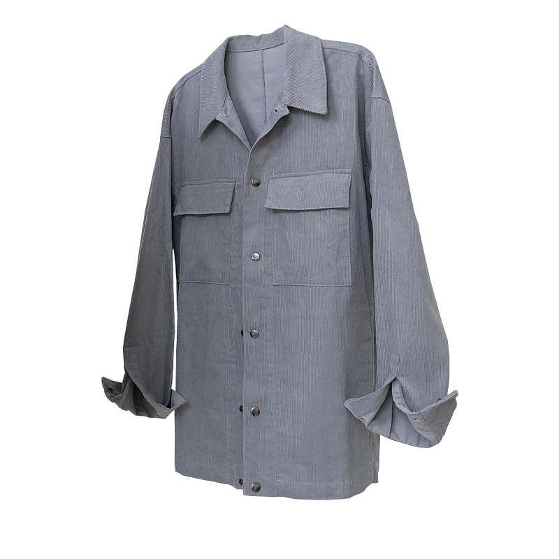 DEAT Loose Jacket New Stand Collar Long Sleeve Women Gray Patchwork Pockets Single Breasted Coat Fashion Tide Summer 7E0493 210428