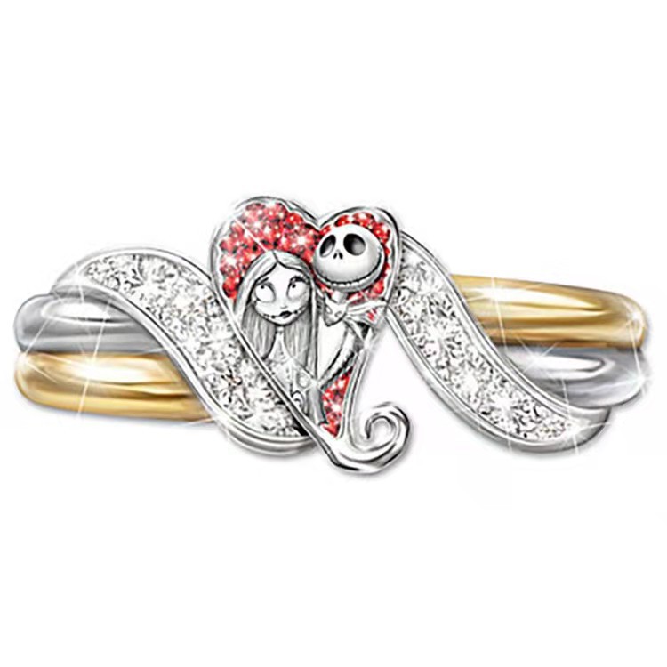 Halloween Christmas Eve Ring Jewelry Heart Shape Body Shock Skeleton Grimace Doll Diamond Vintage Festival Gift