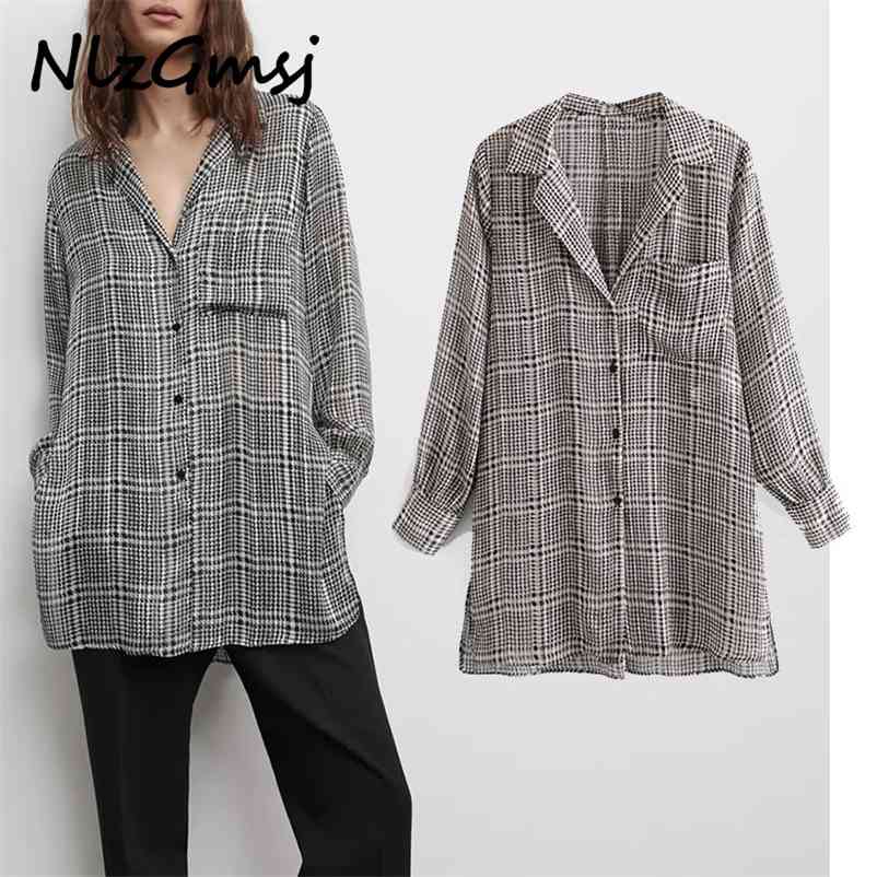 Blouse Women Spring Autumn Plaid Pockets Long Shirt Sleeve Turn-down Collar Ladies Casual Blouses Top 210628, White
Blouse Women Spring Autumn Plaid Pockets Long Shirt Sleeve Turn-down Collar Ladies Casual Blouses Top 210628, White