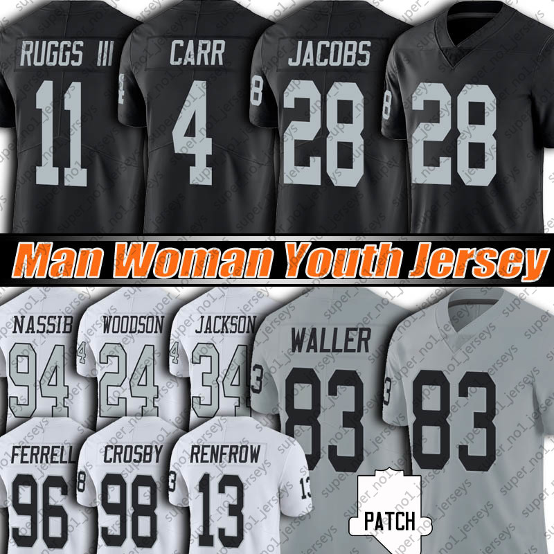 4 Derek Carr 83 Darren Waller Jersey 11 Henry Ruggs III 28 Josh Jacobs Hunter Renfrow Football Jerseys Maxx Crosby Nassib Las VegasRaiders96 Ferrell Woodson, Woman custom jersey (txz)
4 Derek Carr 83 Darren Waller Jersey 11 Henry Ruggs III 28 Josh Jacobs Hunter Renfrow Football Jerseys Maxx Crosby Nassib Las VegasRaiders96 Ferrell Woodson, Woman custom jersey (txz)
