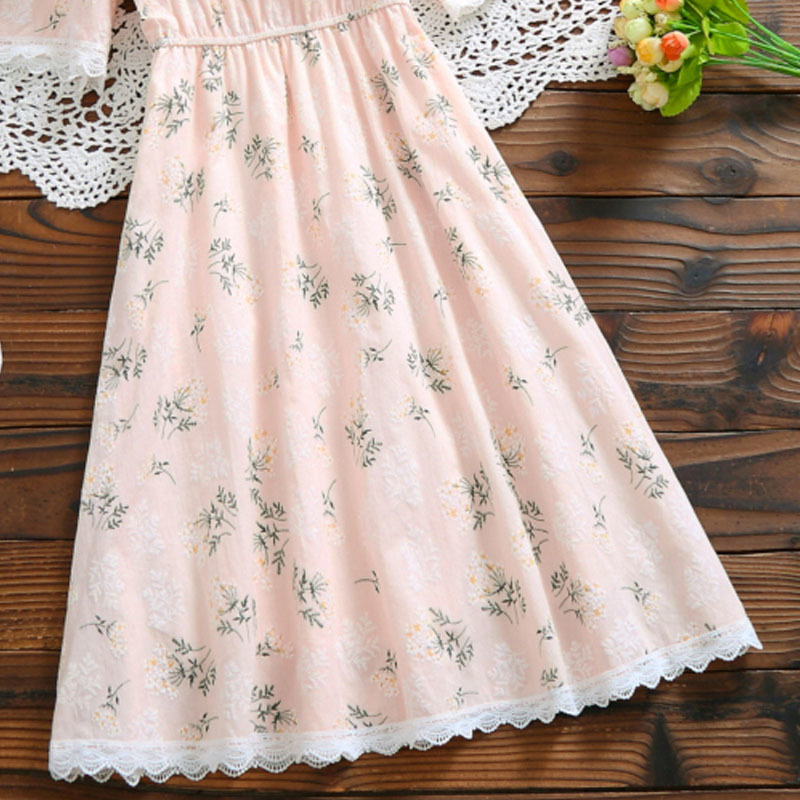 Actual S of Long and Medium-length Women Dress, Cotton Flower sweet Dress for Women's Wear in 4619 50 210510