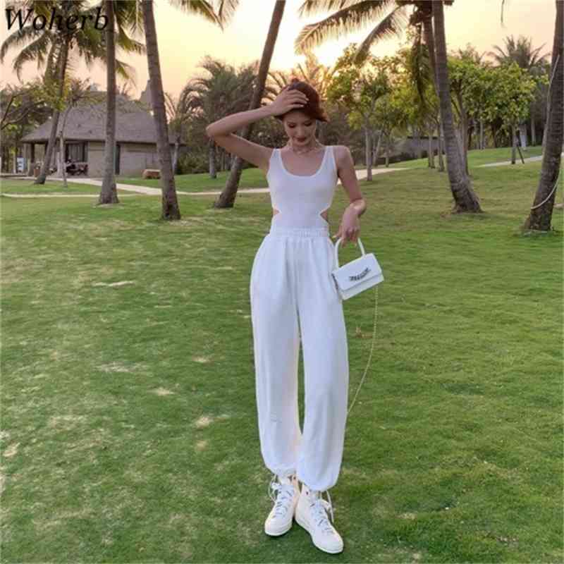 Sweatpants Women High Waist Loose Thin Summer Straight Harem Pants Casual Soli Korean Chic Streetwear 210519