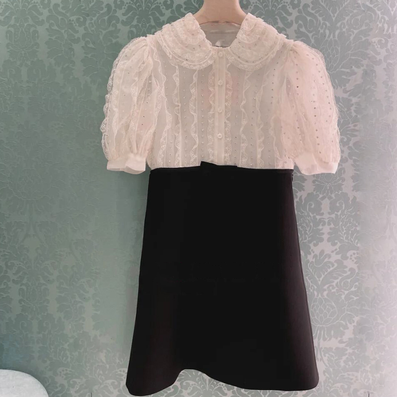2022 White Black Patchwork Women Dress Designer Puff Sleeves Peter Pan Collar Vestidos De Festa Lace Crystals Beads Milan Runway Dress 122103, As shown
2022 White Black Patchwork Women Dress Designer Puff Sleeves Peter Pan Collar Vestidos De Festa Lace Crystals Beads Milan Runway Dress 122103, As shown