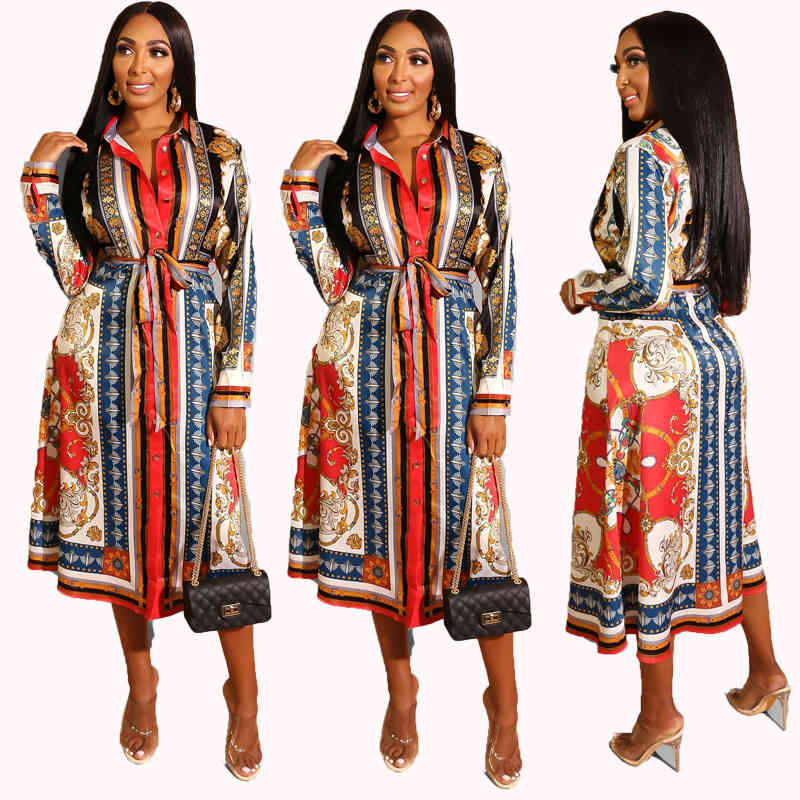 2020 Spring Summer Mid Calf Dress Long Sleeve Print Casual Beach Sashes Bandage Night Club Party Loose Midi Shirt Dresses GL887, Black;gray
2020 Spring Summer Mid Calf Dress Long Sleeve Print Casual Beach Sashes Bandage Night Club Party Loose Midi Shirt Dresses GL887, Black;gray