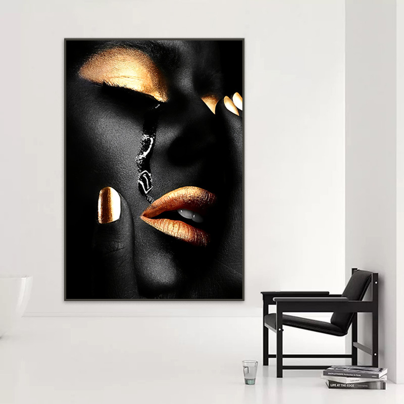 Crying Black Woman Canvas Painting Posters and Prints Modern Home Decor Canvas Wall Art Decoration Pictures Room Wall Painting