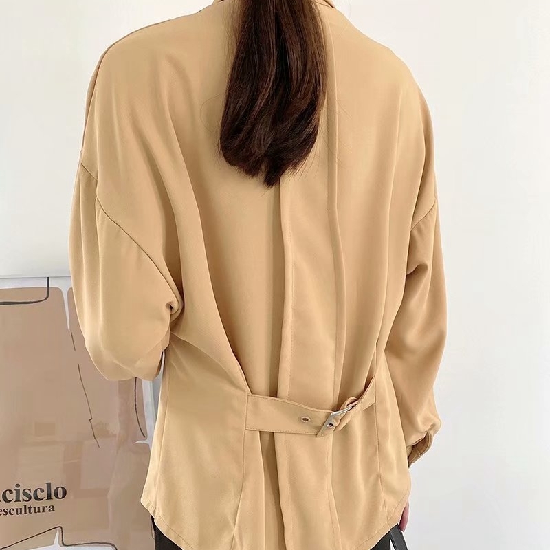 Elegant Women Necktie Turn Down Collar Shirts Fashion Ladies Pleated Tops Streetwear Female Chic Solid Blouses 210430