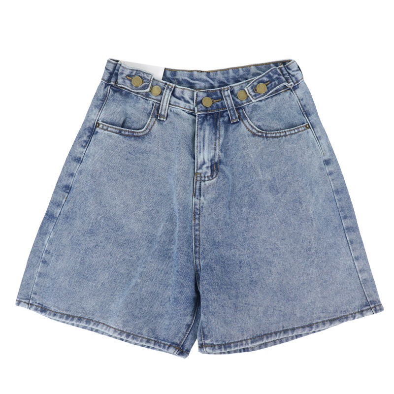 Summer Casual Light Blue Knee Length Jeans Women Plus Size 5XL High Waist Straight Denim Capris Loose Wide Legs Pants