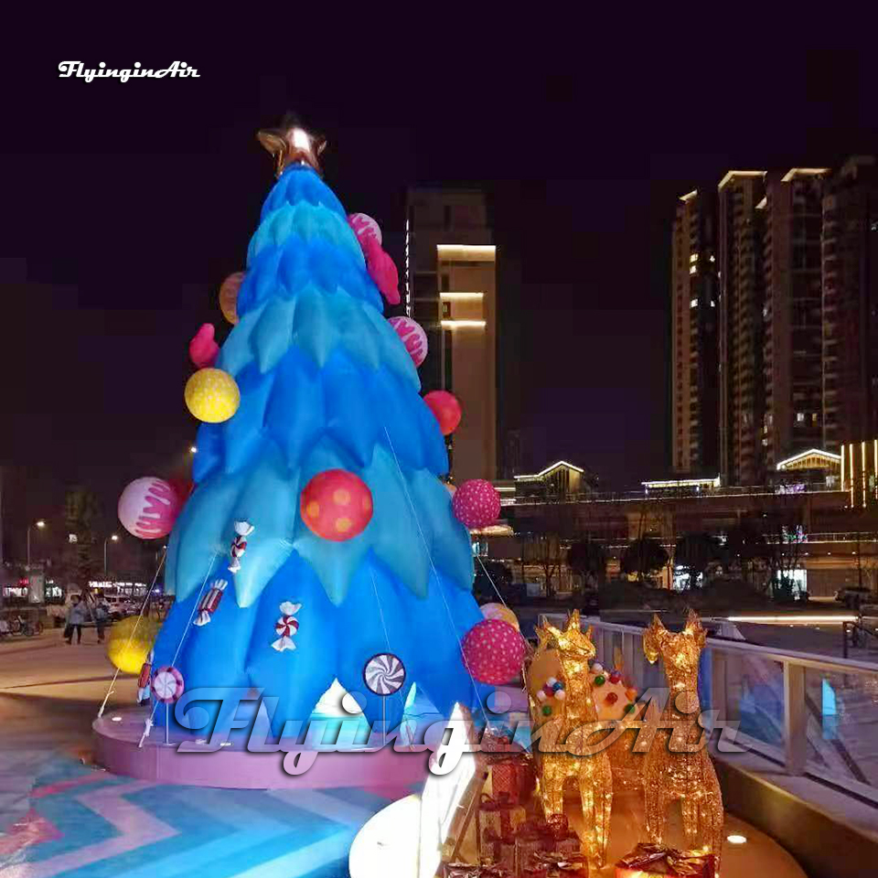 Personalized New Year Decorations 7m Blue Outdoor Simulated Inflatable Christmas Tree With Ornaments For Yard Winter Decoration