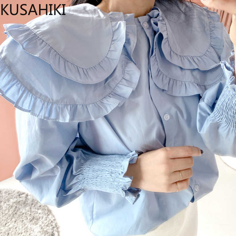 KUSAHIKI Sweet Double Peter Pan Collar Blouse Tops Korean Causal Puff Sleeve Women Shirt Spring Blusas Femme 6E595 210602, Blue
KUSAHIKI Sweet Double Peter Pan Collar Blouse Tops Korean Causal Puff Sleeve Women Shirt Spring Blusas Femme 6E595 210602, Blue