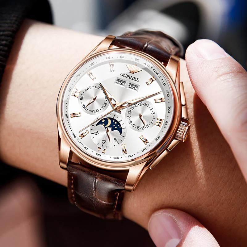 Wristwatches OUPINKE 3189 Men Mechanical Watch Swimming Automatic Sapphire Crystal Waterproof Sports Moon Phase Wristwatch Montre Homme, O3189-sb
Wristwatches OUPINKE 3189 Men Mechanical Watch Swimming Automatic Sapphire Crystal Waterproof Sports Moon Phase Wristwatch Montre Homme, O3189-sb