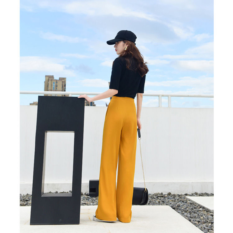 Wonder Spring Summer Korean High Waist Vintage Wide Leg Pant Loose Casual Pants Women Trousers 210510