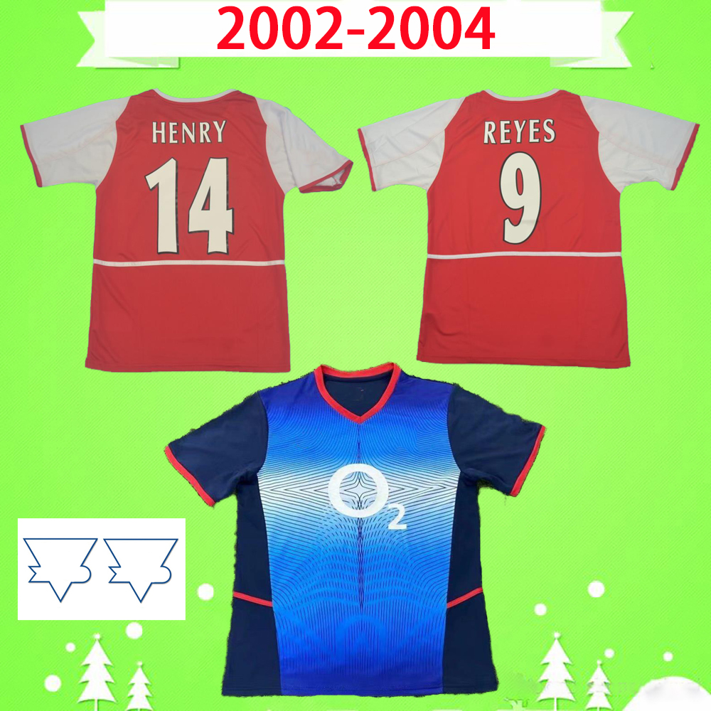 2002 2003 2004 Retro soccer jersey home red away blue classic Vintage football shirt 02 03 04 PIRES BERGKAMP HENRY REYES GILBERTO COLE With patches S-2XL top quality от DHgate WW