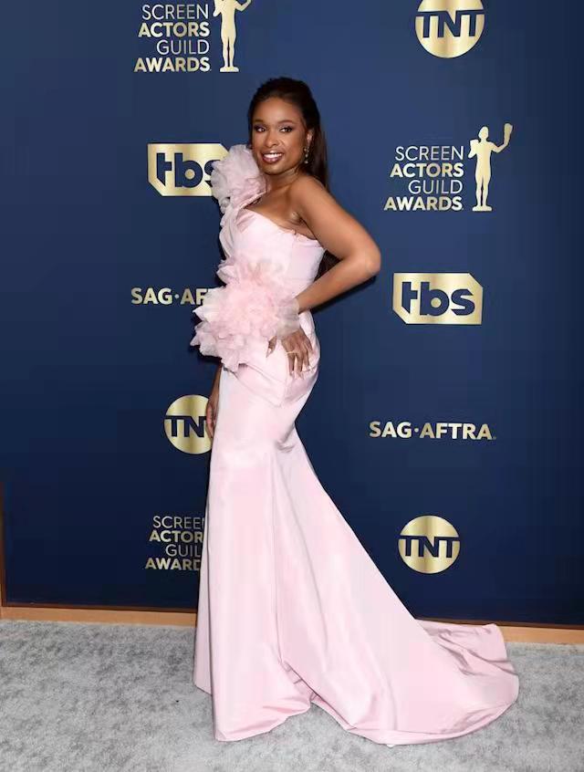 Blush Pink One Shoulder Mermaid Evening Dresses For Women 2022 Handmade Flowers Simple Satin Red Carpet Dress Long Special Occasion Dresses Prom Gowns