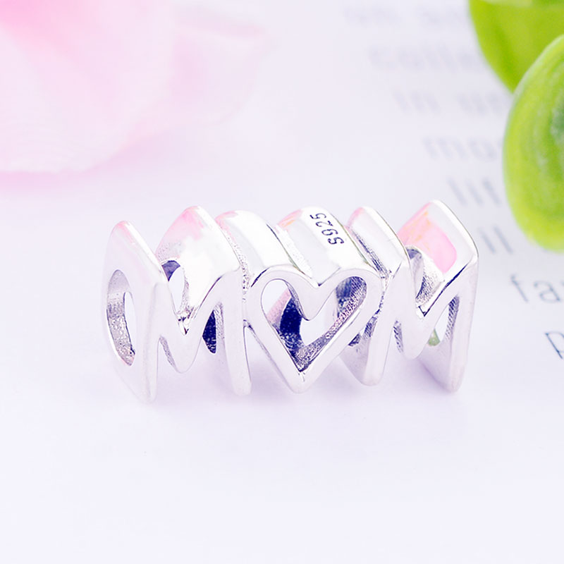 Fit Original Brand Charm Bracelet 925 Sterling Silver Letter Alphabet Script Mom Bead Making Family Kids Berloque