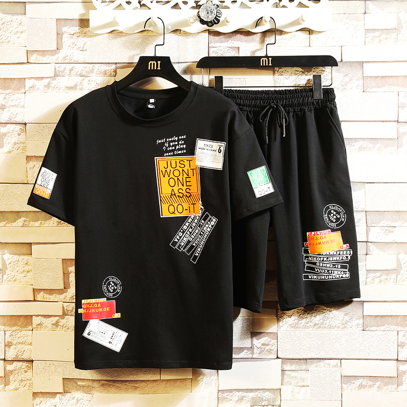 Men's Tracksuits Summer Fashion Print Shirt Men+Shorts Set Short Sleeve Shirts Casual Men Clothing Sets Tracksuit Hip Hop Plus Size 5XL