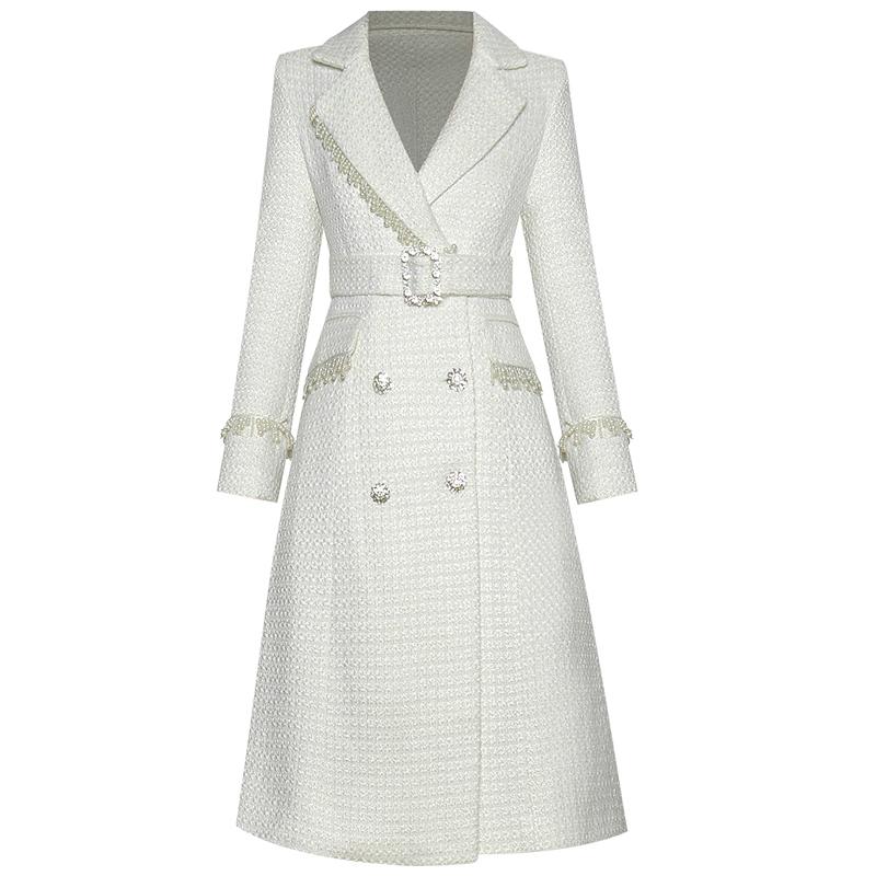 Women' Trench Coats Lurex Tweed Coat Women 2021 Autumn Winter Luxury Designer Pearls Tassel Crystal Double Breasted Elegant Midi Black Whit
Women' Trench Coats Lurex Tweed Coat Women 2021 Autumn Winter Luxury Designer Pearls Tassel Crystal Double Breasted Elegant Midi Black Whit
