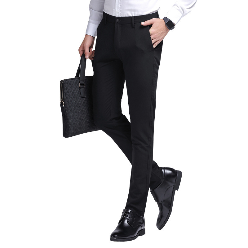 Classic Men's Trousers Male High Quality Social Straight Summer Formal Office Stretch No Iron Business Casual Dress Black Pants 210518