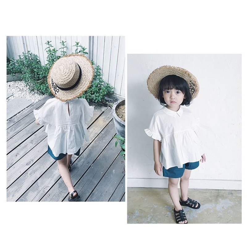 Korean style girls cute clothes set white loose Blouse + shorts 2pcs suits baby girl kids casual outfits 2-6Y children clothing 210508