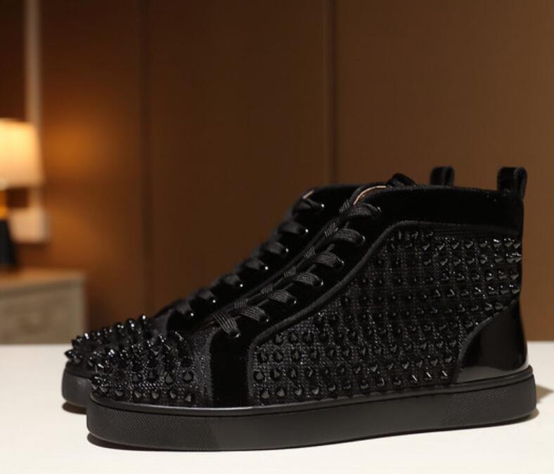 Red soles bottom sneaker Sale!Couple's Casual Shoes High top black canvas gliiter with rivet brand spiked men/women's walking skate trainers
Red soles bottom sneaker Sale!Couple's Casual Shoes High top black canvas gliiter with rivet brand spiked men/women's walking skate trainers