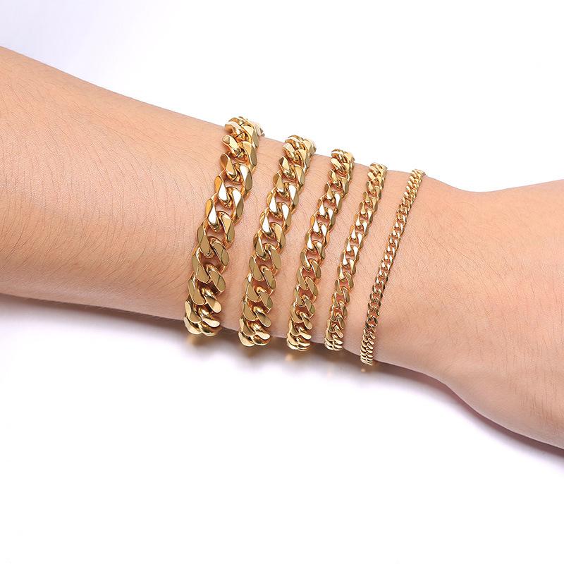 Link, Chain 3.6-11mm Stainless Steel Cuban Bracelet Men's Fashion Trend Student Hip Hop Jewelry
