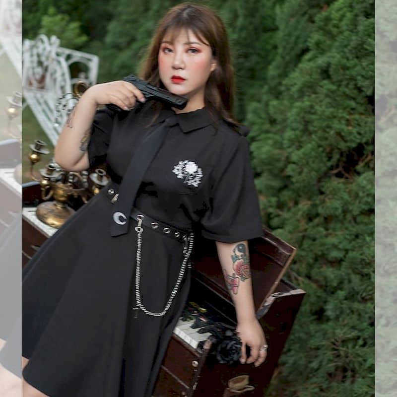 summer plus size women's net red fat sister cover meat thin dress female age reduction black mid-length skirt 210526