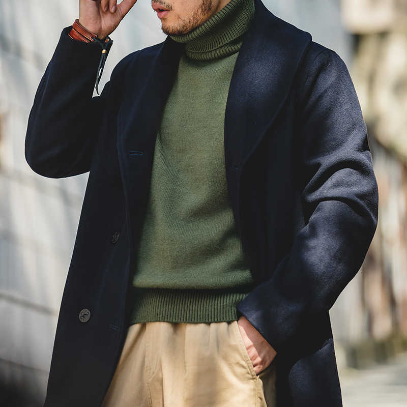 Turtle Neck Knitted Sweater Men Solid Cashmere Soft Oversized Thick Warm Men Pullovers Tops Sweater Knitting Elastic 210929