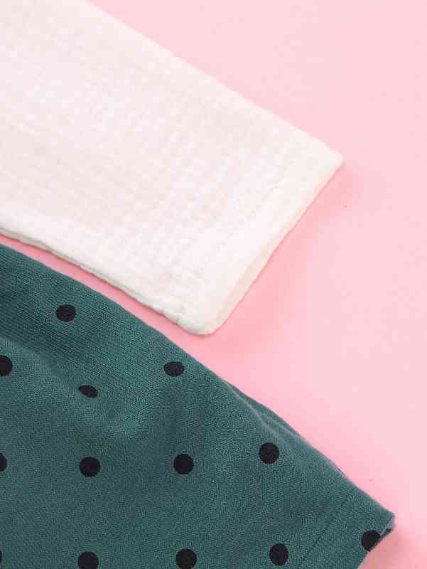 Baby Girl Ruffle Rib-knit Romper With Polka Dot Skirt SHE